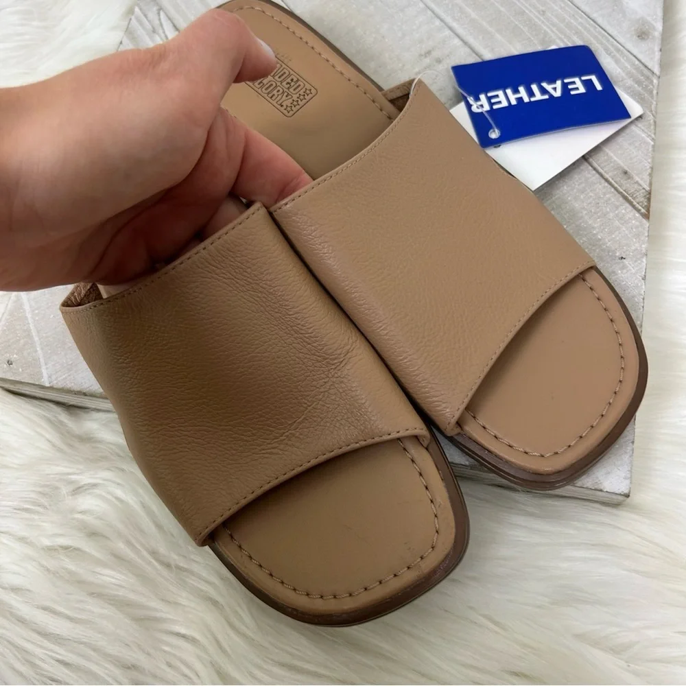 NWT Deadstock Vintage Faded Glory Leather Slide Sandals Size 6